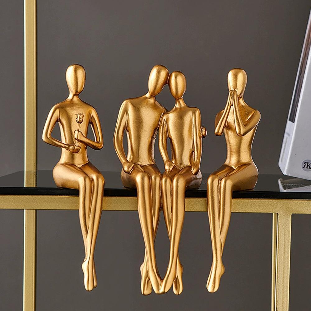 Abstract Golden Sculpture – Resin Figurines for Interior Decor - ClubOn