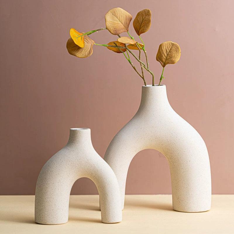 VILEAD White Ceramic Flower Vase Figurine – Unglazed Interior Decor - ClubOn