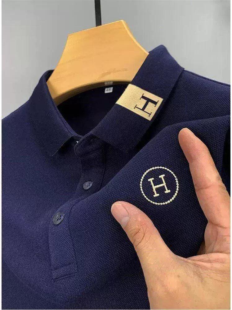 Men's Long-Sleeved T-shirt – Lapel Embroidery Paul, Pure Cotton POLO Shirt, Autumn Trendy Top - ClubOn