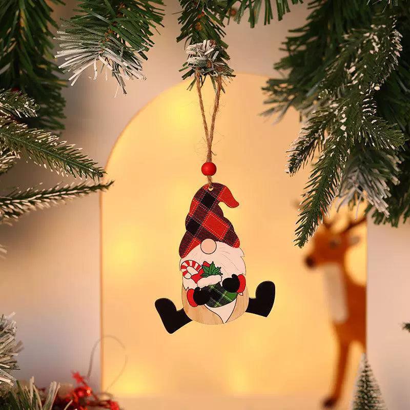 Wooden Faceless Elderly Pendant | Unique Christmas Tree Decoration - ClubOn