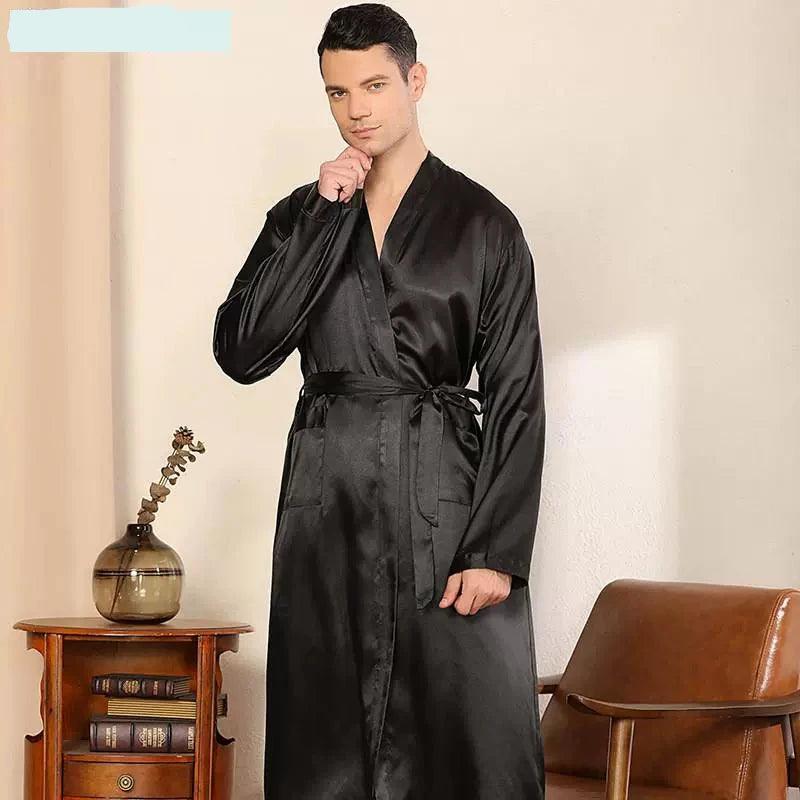 Men's Cardigan Nightgown Loose Robe – Long-Sleeved Comfort - ClubOn