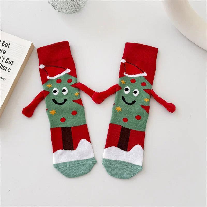 Christmas Holding Hands Socks – Women’s Festive Couple Style - ClubOn