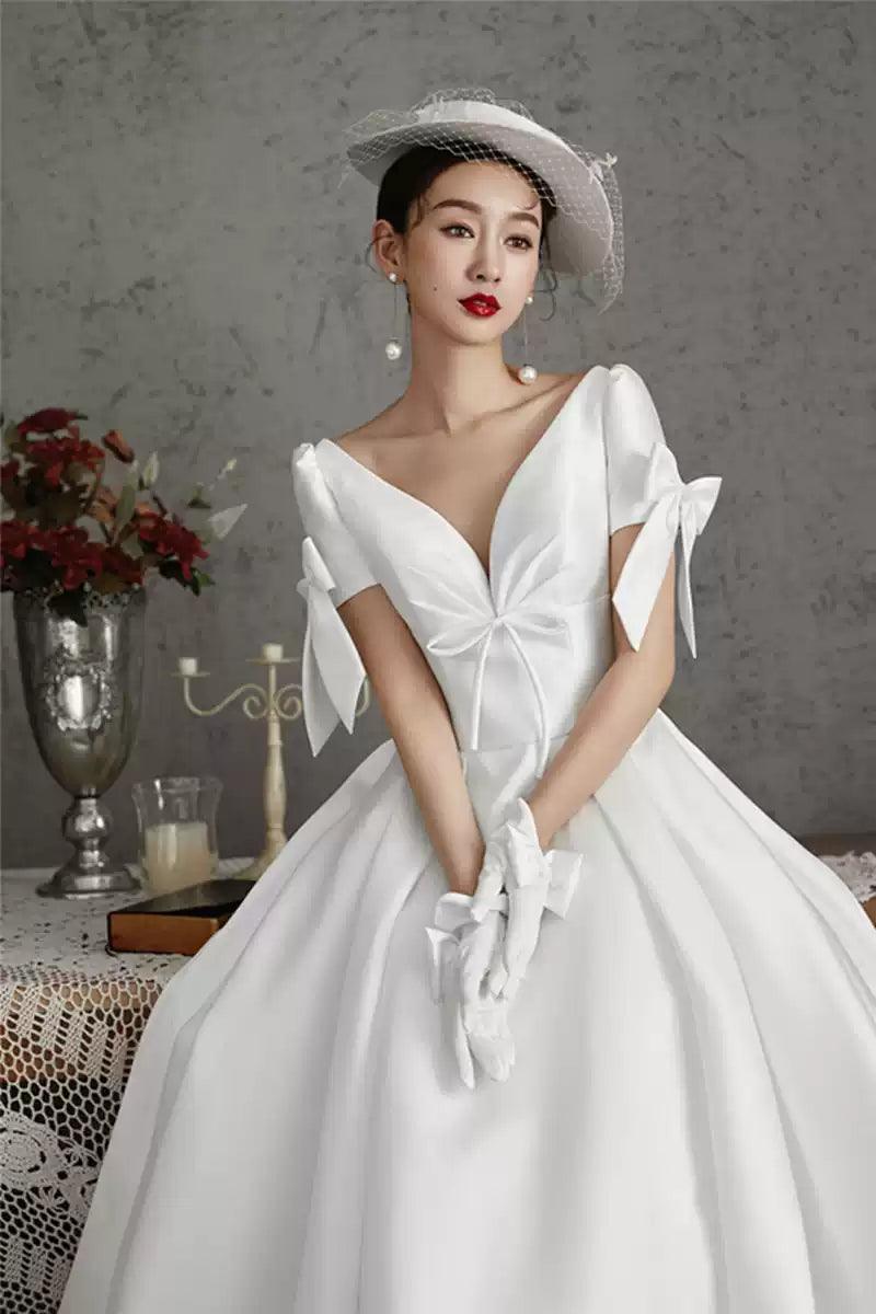 New Bridal Photography Dress, Vintage Deep Couples Street Shoot Gown - ClubOn