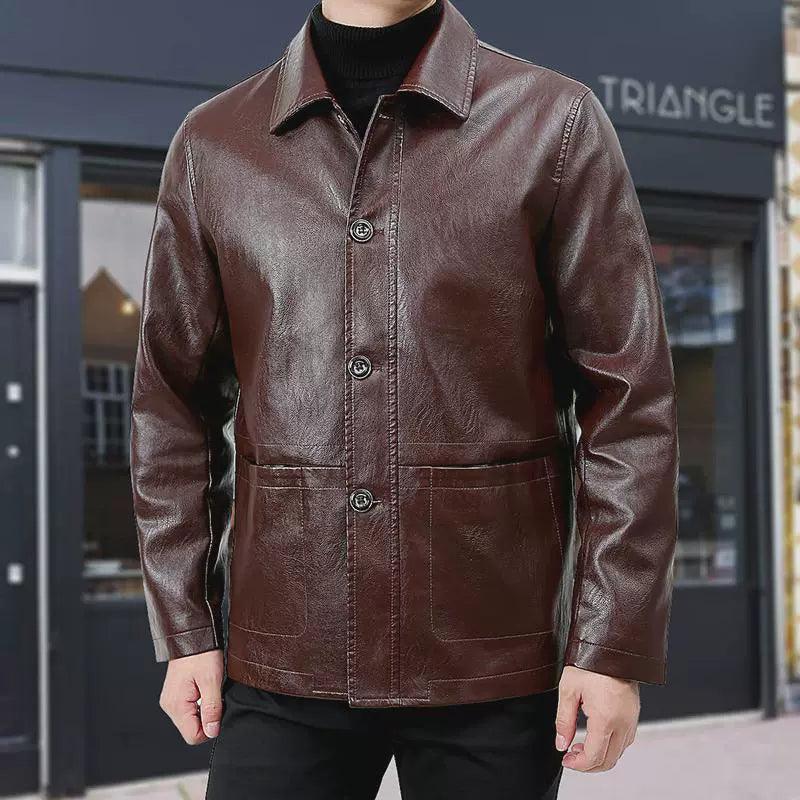 Casual Cowhide Dress Suit Blazer Coat for Men - Plus Size - ClubOn