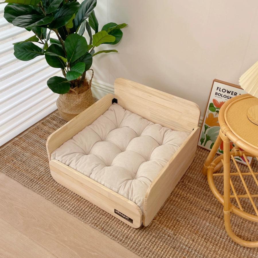 Pet Wooden Sofa Bed | Small Dog & Cat Cushion for All Seasons - ClubOn