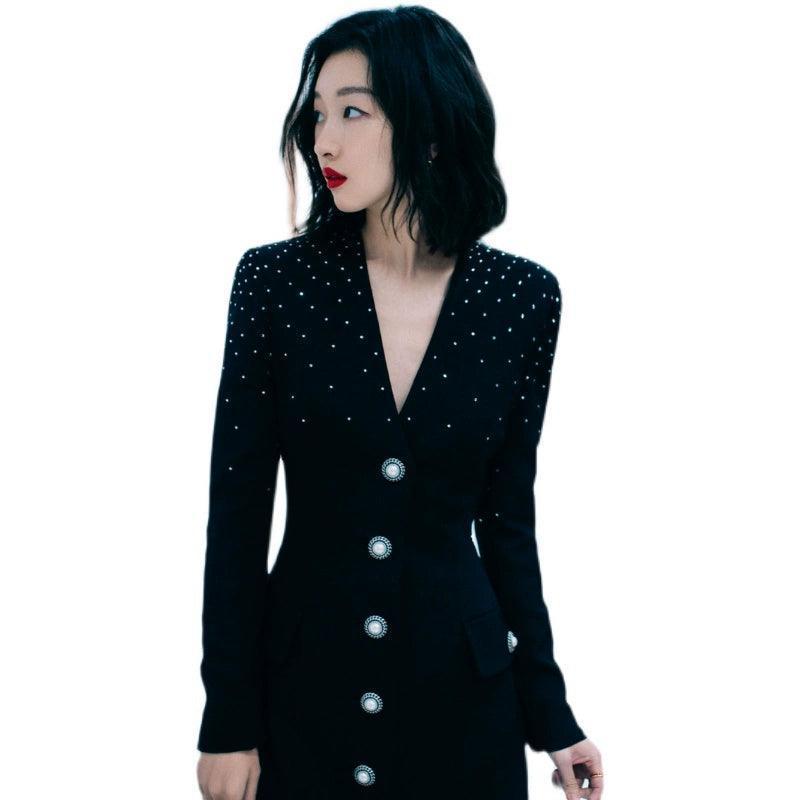 2024 Zhou Dongyu Inspired Diamond Small Suit Long Coat - ClubOn