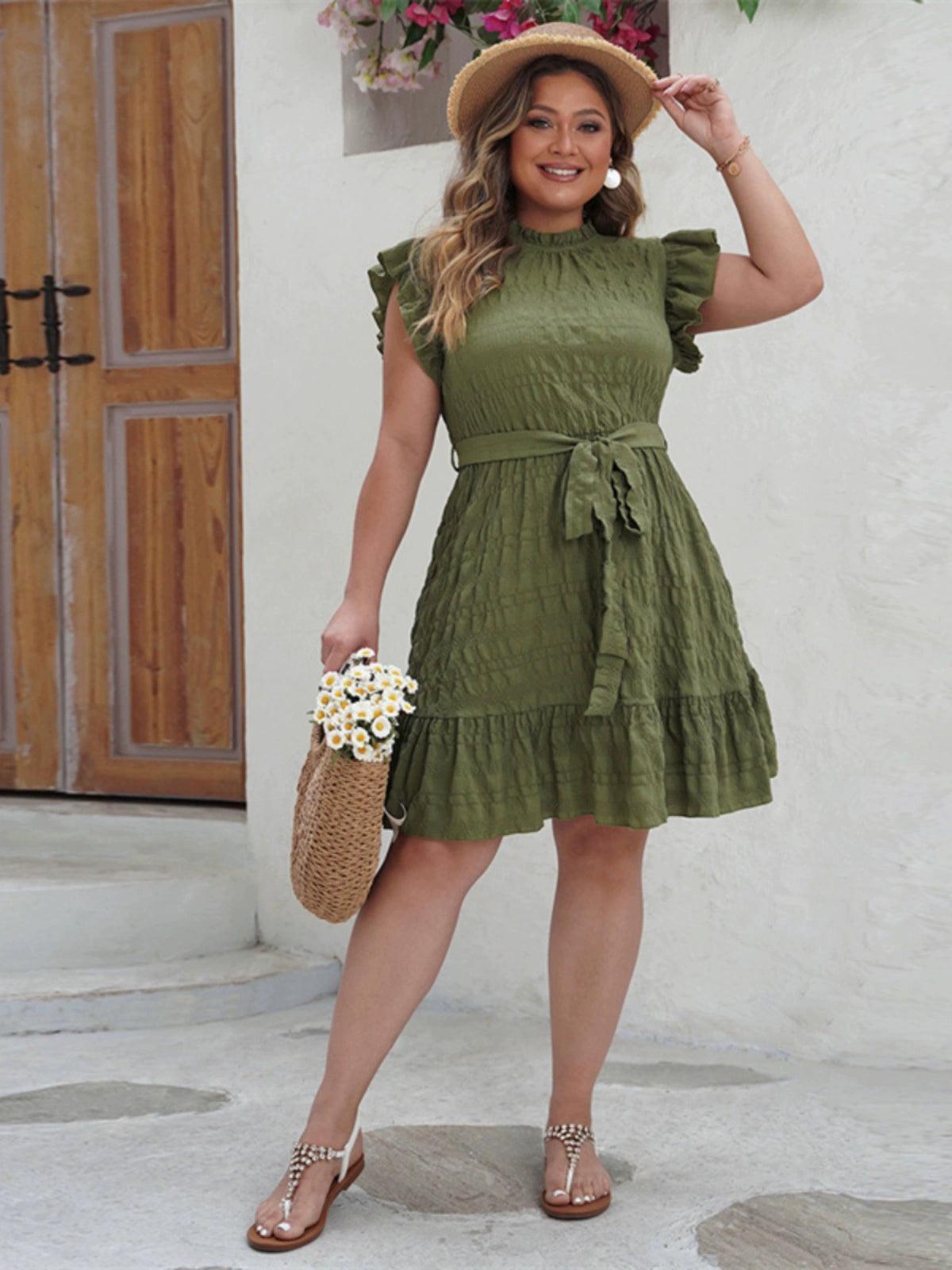 Plus Size Pleated Slim Dress - XL-4XL Women's Skirt for Spring & Summer - ClubOn