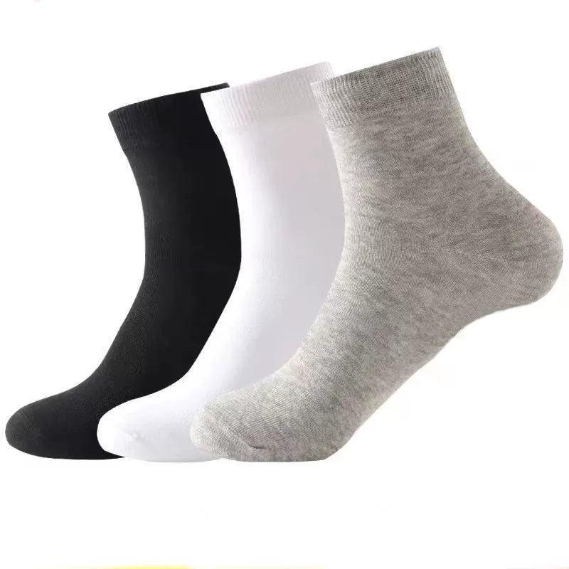 Men’s Four Seasons Breathable Sweat-Absorbent Sports Socks – Solid Color Mid-Tube, Versatile College Style - ClubOn