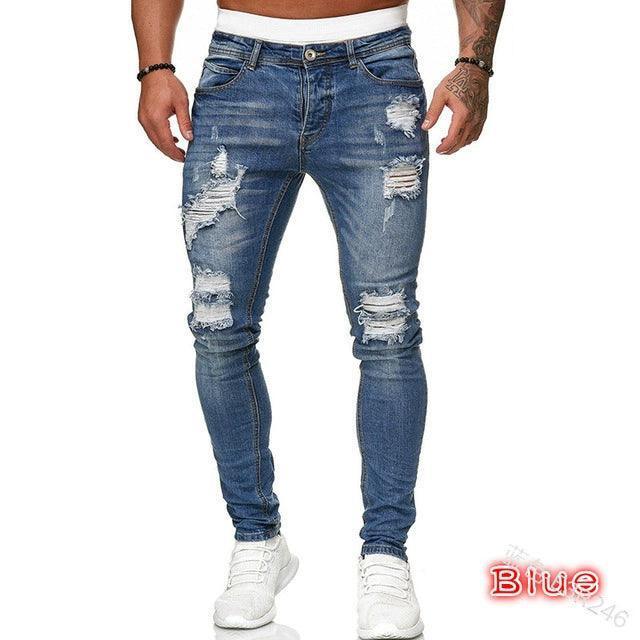 Men’s Jeans Jogger Pants – Ripped Denim Trousers - ClubOn