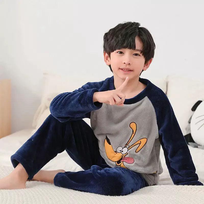 Fleece Pajamas for Boys – Flannel Warm Pyjamas with Car Design - ClubOn