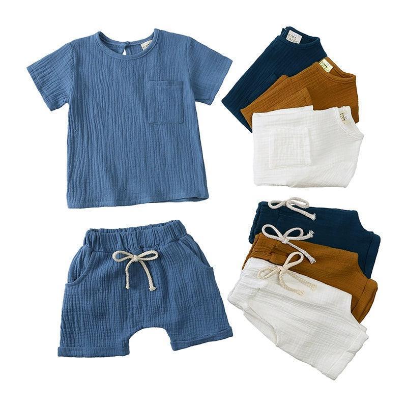 Baby Kids Clothes – T-Shirt & Shorts for Boys in Linen - ClubOn