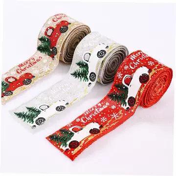 Christmas Print Ribbon for Holiday Tree Decorations - ClubOn