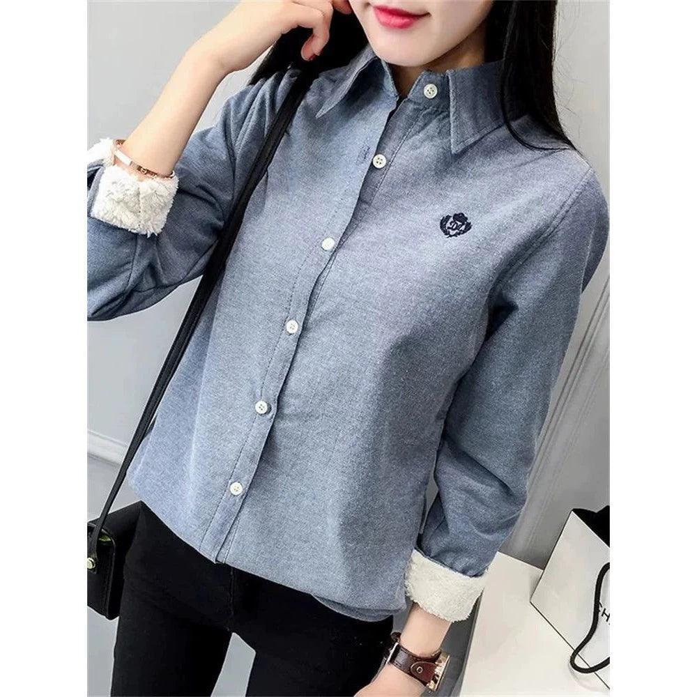 Very Thick Women’s Winter Style Blouses – Casual Long Sleeve Shirts - ClubOn