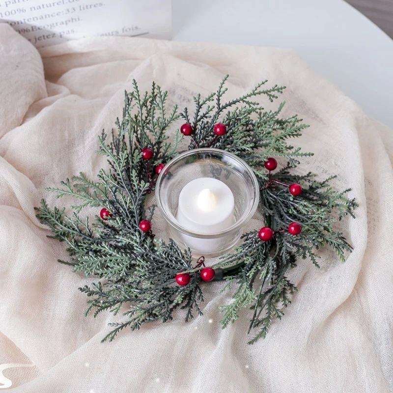Pine Needle Candlestick Wreath | Christmas Table Decoration - ClubOn