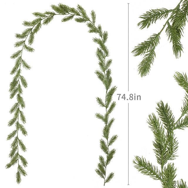 Christmas Pine Vine Garland with Red Berries - Festive Rattan Home Décor - ClubOn