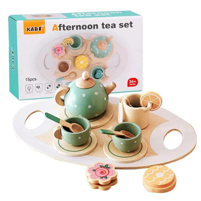 Wooden Afternoon Tea Set Toy – Pretend Play Food for Kids - ClubOn