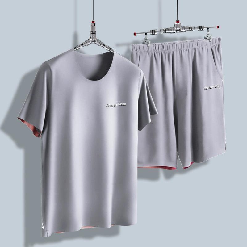 Men’s Home Wear Pajama Set – Breathable Cotton-Modal, Short-Sleeve & Shorts - ClubOn