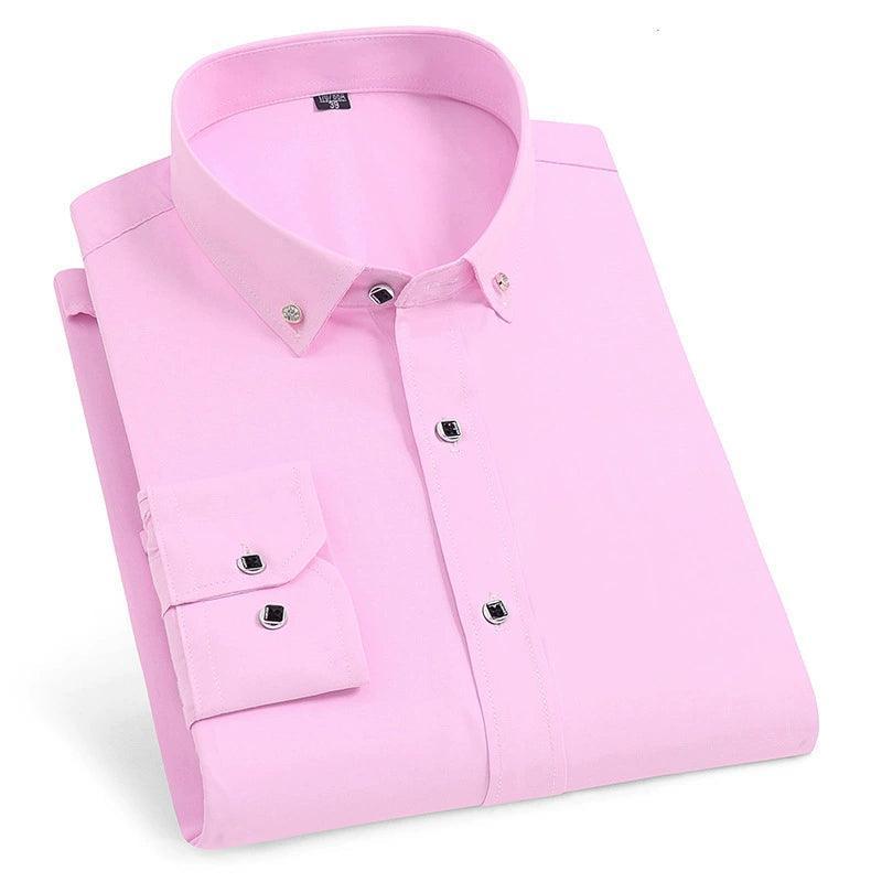 Men's Spring and Autumn Long-Sleeved Button-Down Shirt - Slim Fit Business Casual Shirt - ClubOn