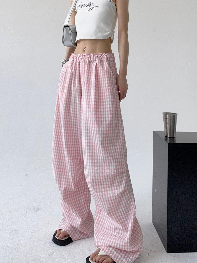 Plaid Wide-Leg Pants for Women – Summer 2024 - ClubOn