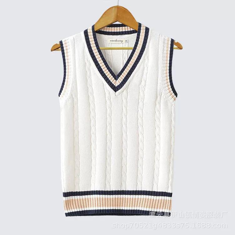 Thick V-neck Pullover Wool Vest for Men | Large Size Sleeveless Knitwear - ClubOn
