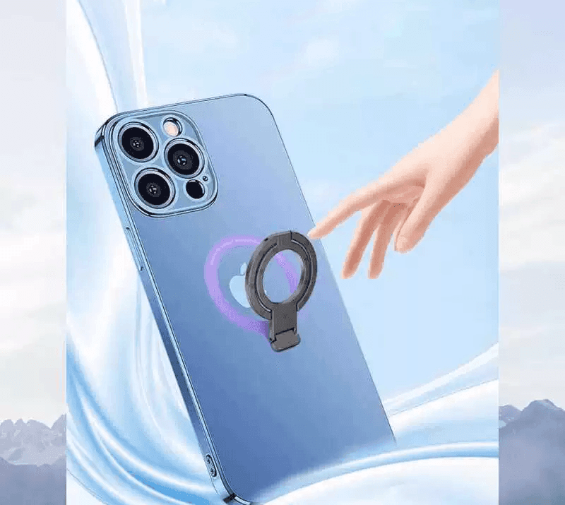 Folding Magnetic Double Ring Mobile Phone Holder – Ultra-Thin Metal Design - ClubOn