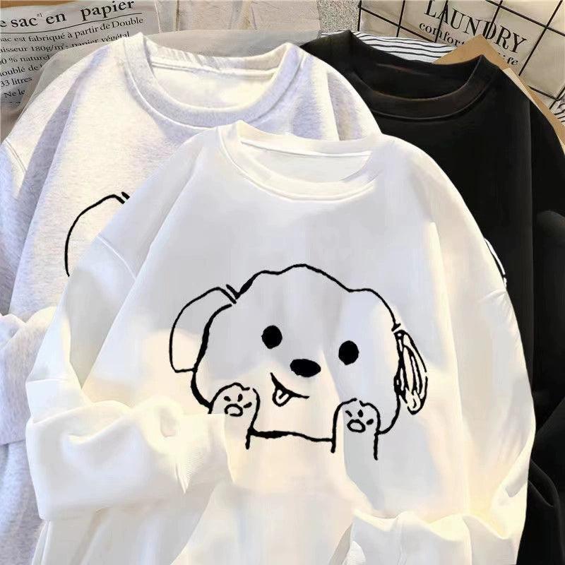 Sweatshirt – Autumn & Winter Round Neck Cartoon Pullover with Plus Velvet - ClubOn