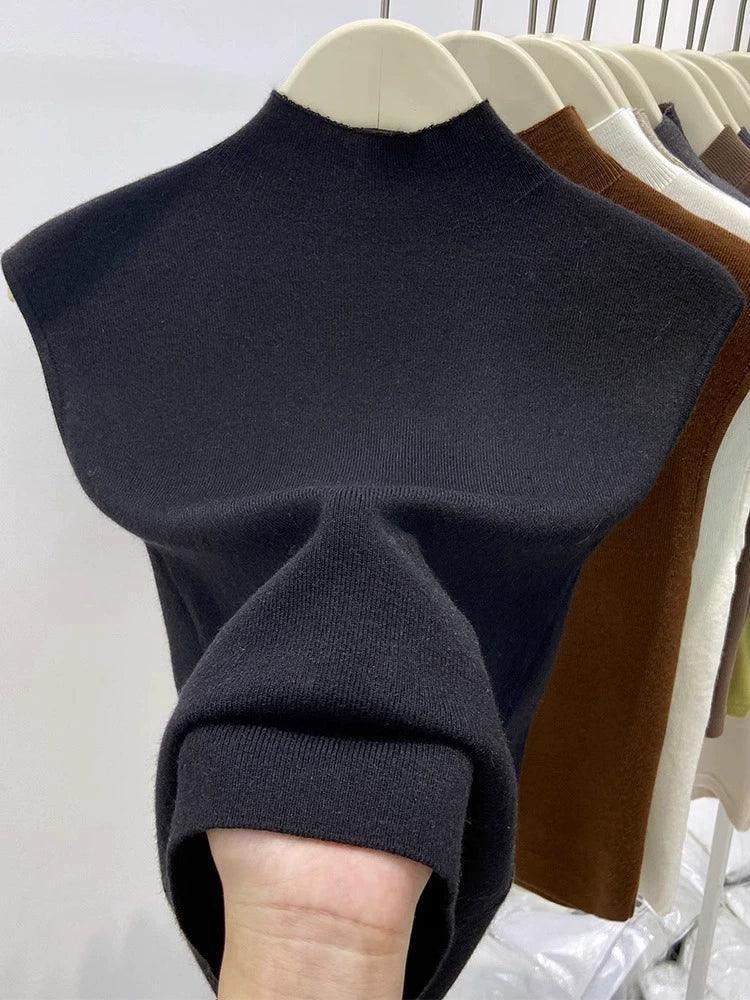 2024 Women's Half-High Collar Sleeveless Knitted Cardigan - ClubOn