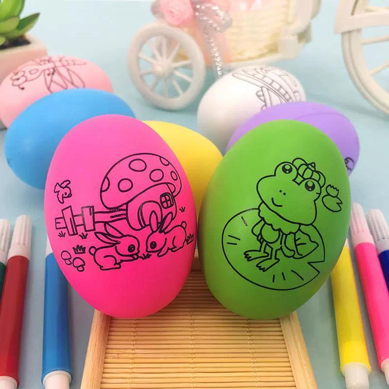6 PCS DIY Creative Cartoon Painting Egg Toy – Cute Easter Craft - ClubOn