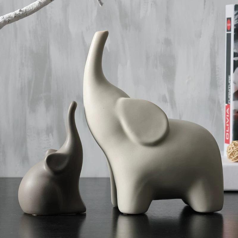 Ceramic Elephant Figurines – Elegant Animal Decor for Living Room - ClubOn