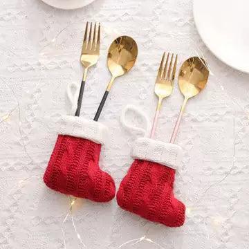 Christmas Stockings Cutlery Holder Set – Festive Knife & Fork Decor - ClubOn