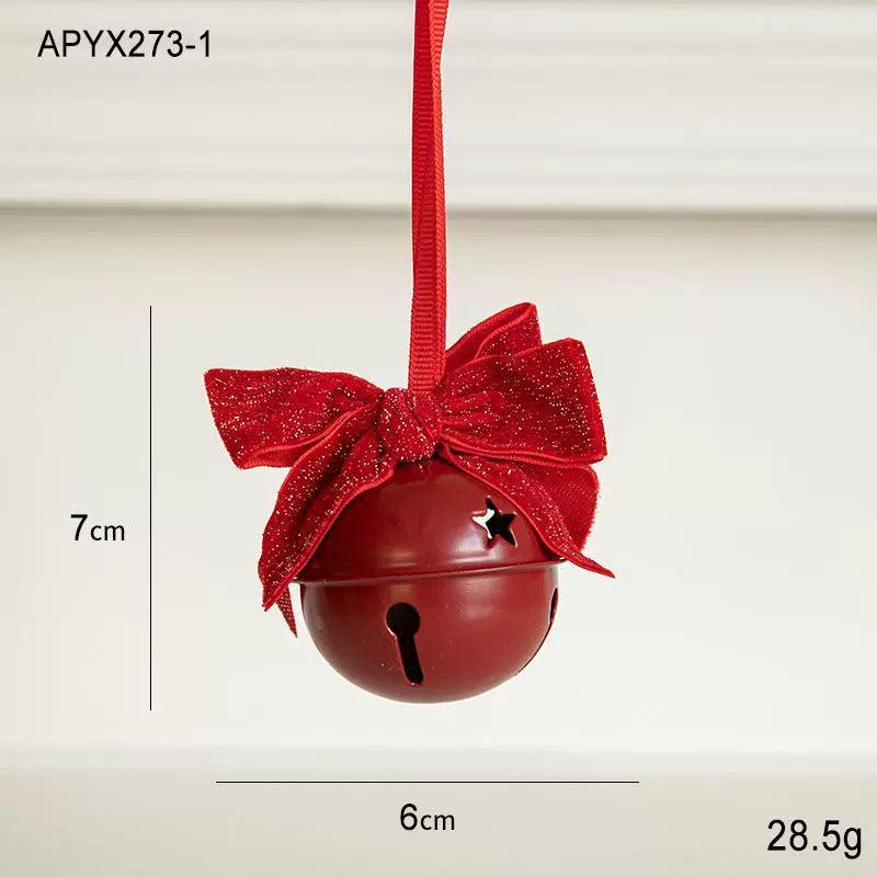 Red Bow & Bell Pendant | Christmas Tree Decoration Ornament - ClubOn