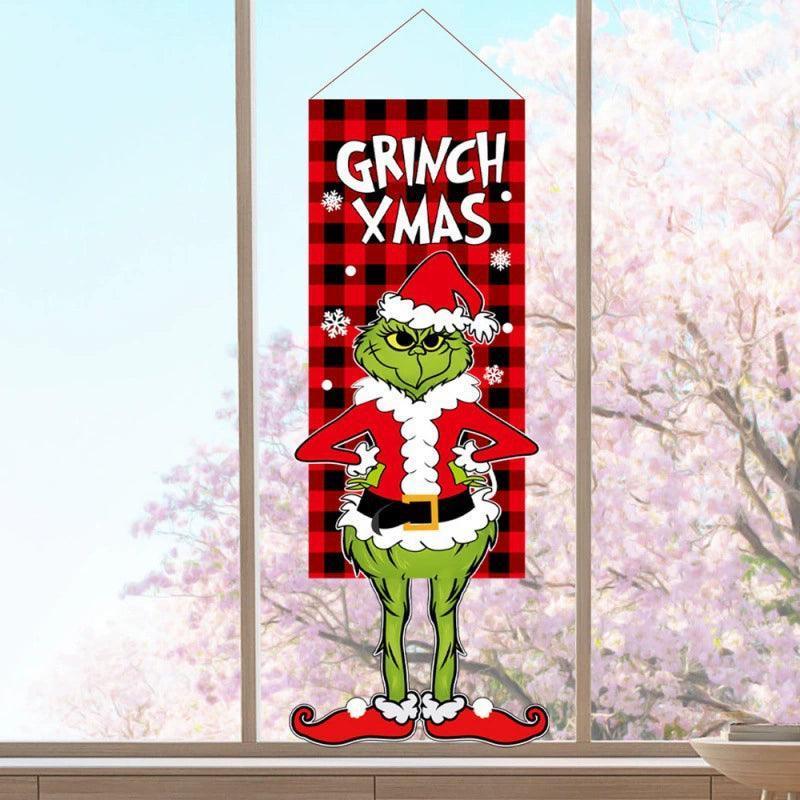 Christmas Grinch Pendant Banner Hanging Doll - Festive Holiday Decor - ClubOn