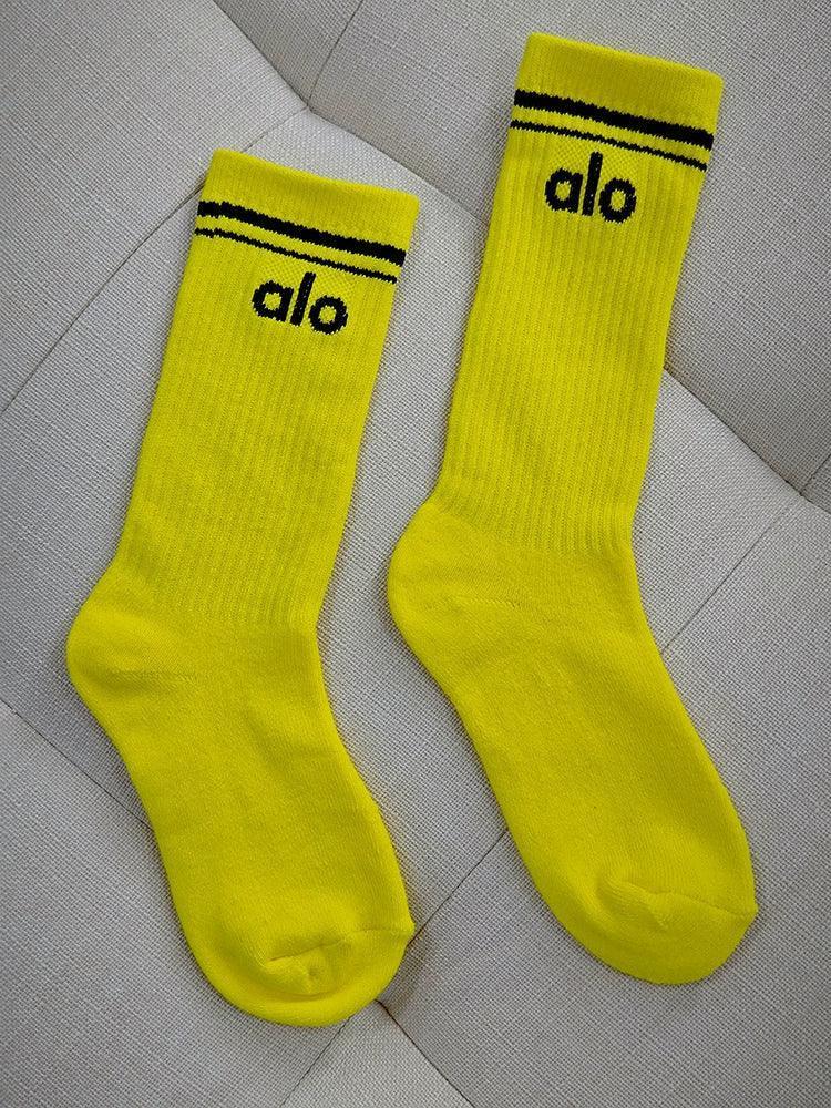 Alo Cotton 18cm Medium-Length Fashion Socks – Pure Cotton, Four Seasons, Sports Leisure, Couple Socks - ClubOn