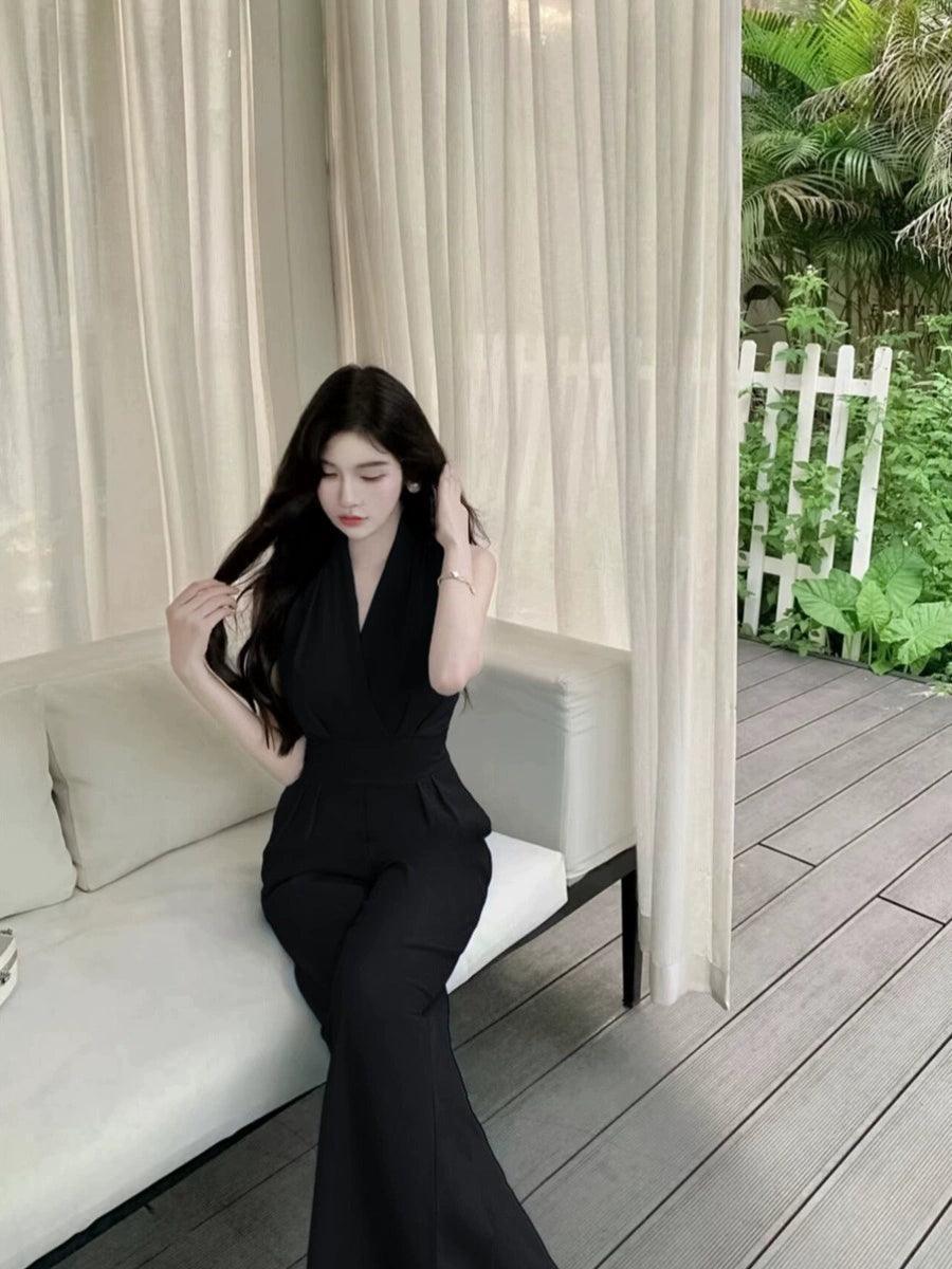 French Style Sleeveless Wide-Leg Jumpsuit for Women - ClubOn