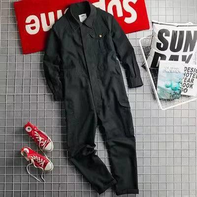 Men’s Retro Overalls Jumpsuit – Trendy Loose Fit Long-Sleeve One-Piece Clothing - ClubOn