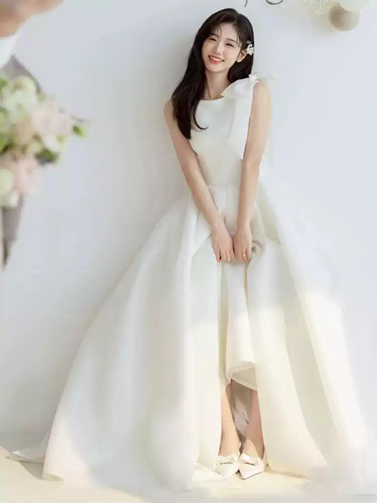 Simple Elegant Wedding Dress for Brides, Floor-Length Gown - ClubOn
