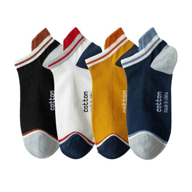 4 Pairs Cotton Men’s Short Socks – Fashionable, Breathable Ankle Socks - ClubOn