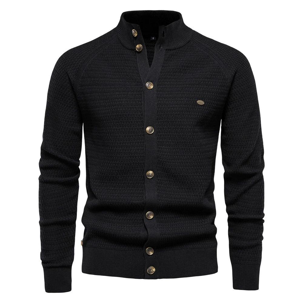 Men's Business Sweater Knit - High Quality Cardigan Stand Collar Sweater - ClubOn