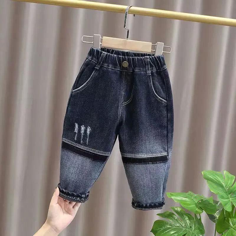 Kids Boys Jeans Autumn Plus Velvet Denim Pants – Baby Boy Winter Warmth - ClubOn