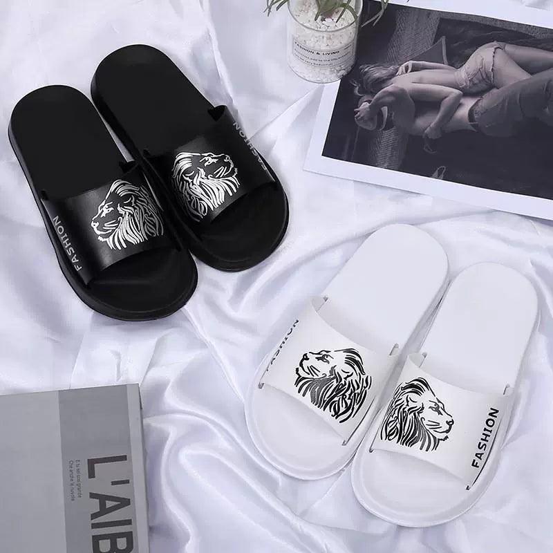 Summer Men's Slippers with Lion Head Pattern Sandals - ClubOn
