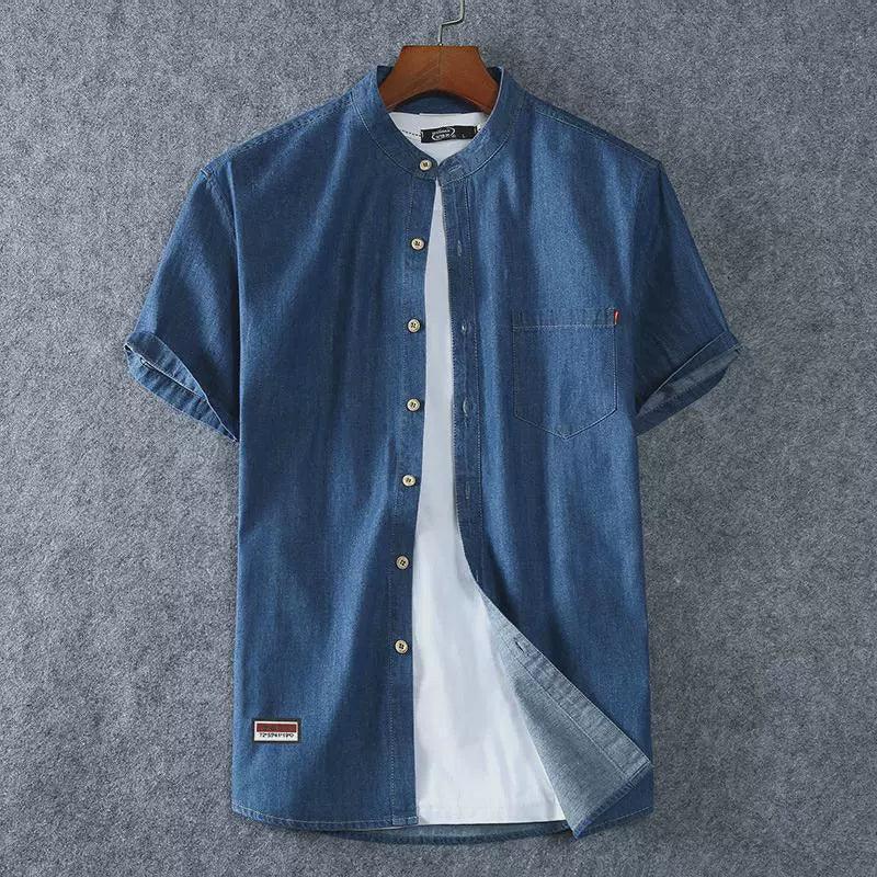 Plus Size L-8XL 100% Denim Cotton Shirt for Men - ClubOn