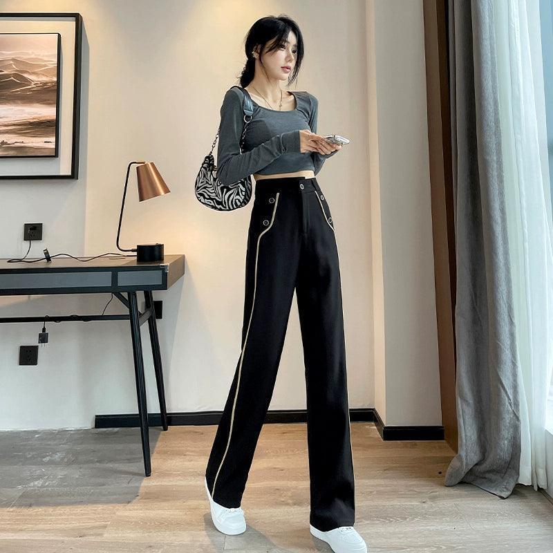 Side Striped Casual Suit Pants for Women – Spring & Autumn - ClubOn