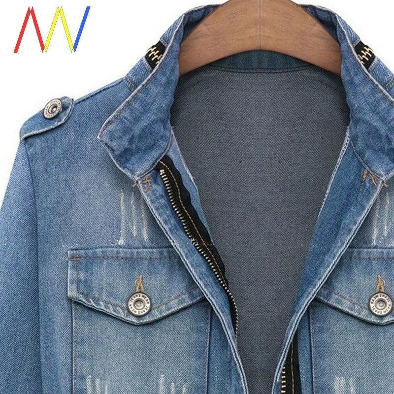 Plus Size Denim Jacket - Big Fat Coat for Women - ClubOn