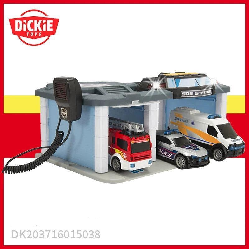 DICKIE TOYS Rescue Command Center – Police Car, Fire Truck & Ambulance Toy Set - ClubOn