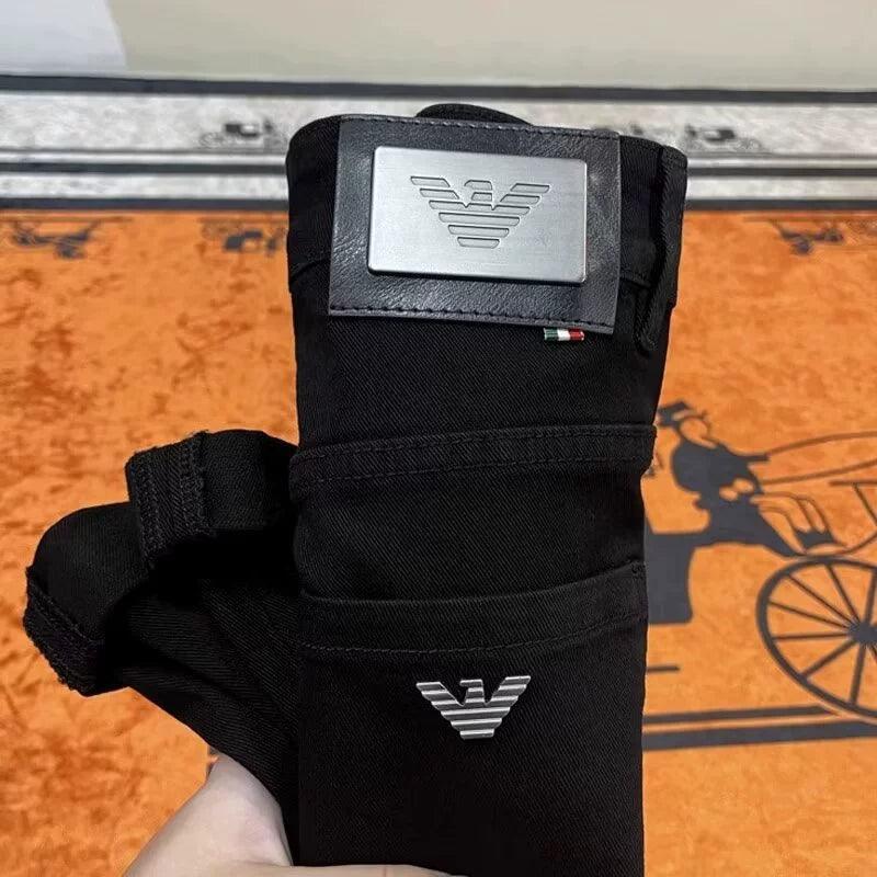 Men’s Black Plus Velvet Slim Fit Jeans – Business Casual Denim - ClubOn