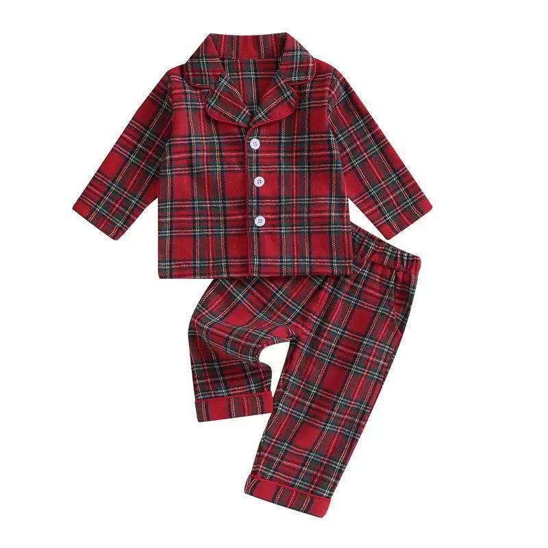 Christmas Pajama Set for Kids - Plaid Loungewear Suit - ClubOn