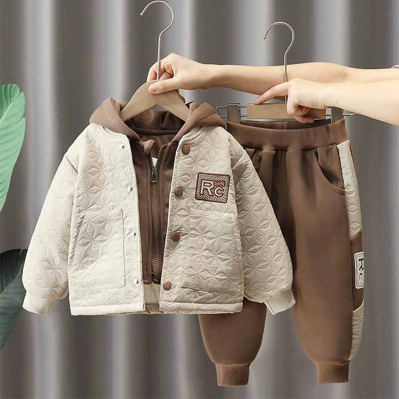 Velvet Hooded Jacket & Pants Set for Boys - Winter - ClubOn
