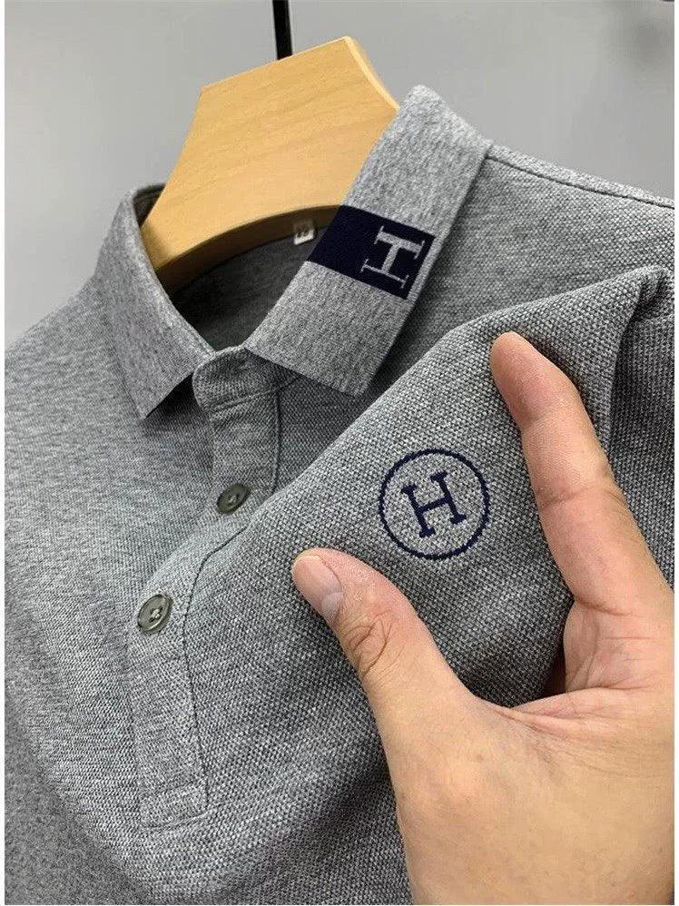 Men's Long-Sleeved T-shirt – Lapel Embroidery Paul, Pure Cotton POLO Shirt, Autumn Trendy Top - ClubOn