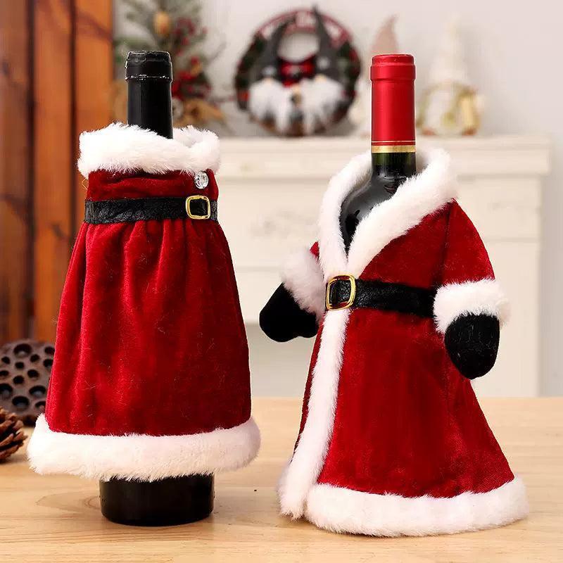 Christmas Dress Wine Bottle Set – Holiday Decoration Set - ClubOn