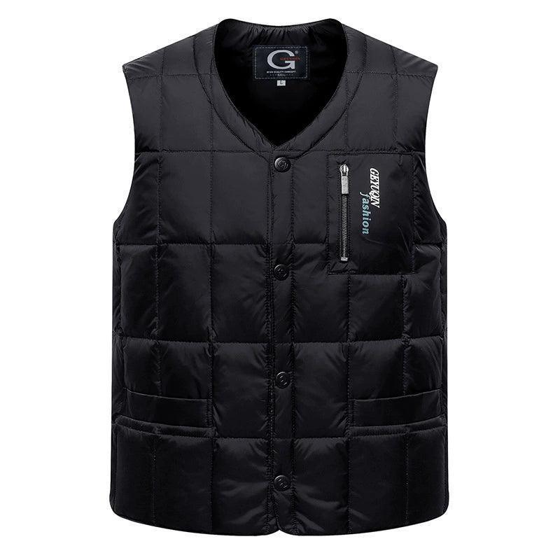 Men’s White Duck Down Jacket Vest – Warm Sleeveless Winter Coat - ClubOn